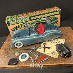 Vintage Toy Marx USA Fix All Sport Car Blue Jaguar XK-120 Convertible w Box