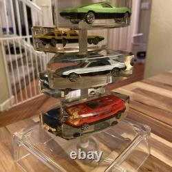 Vintage Toy Matchbox Hot Wheels Size Cars in Acrylic Cubes Stacked Lamp