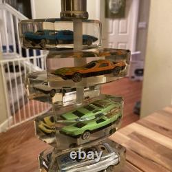 Vintage Toy Matchbox Hot Wheels Size Cars in Acrylic Cubes Stacked Lamp