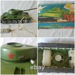 Vintage Toy T-55 spring action tank model big and heavy car Soviet Russian box