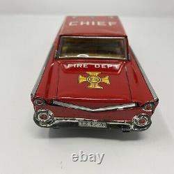 Vintage Toymaster Ford Fire Chief Tin Metal Friction toy car Retro made in Japan