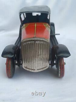 Vintage Unused Winding Tin Plate Toy Motor Car M I Manmaru Toys S T Japan 1950