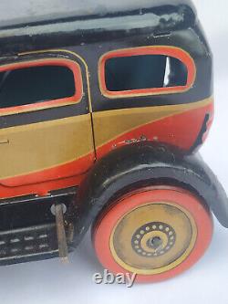 Vintage Unused Winding Tin Plate Toy Motor Car M I Manmaru Toys S T Japan 1950