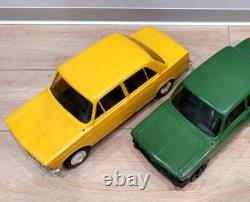 Vintage Ussr Large 17.5'' (45 Cm) Two Plastic Vaz Lada Car Toys Models