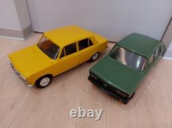 Vintage Ussr Large 17.5'' (45 Cm) Two Plastic Vaz Lada Car Toys Models