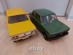 Vintage Ussr Large 17.5'' (45 Cm) Two Plastic Vaz Lada Car Toys Models