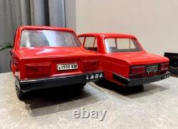 Vintage Ussr Soviet Large 17.5'' (45 Cm) Two Plastic Vaz Lada Car Toys Models