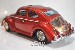 Vintage Volkswagen VW Beetle tin Bandai Japan bug toy car