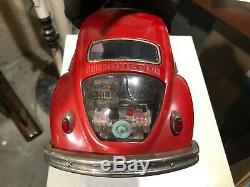 Vintage Volkswagen VW Beetle tin Bandai Japan bug toy car WORKS GREAT