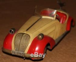 Vintage Wind Up Distler Wandere D-3150 Litho Car Tin Toy, Germany BMW