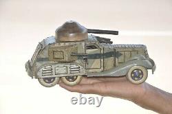 Vintage Wind Up Fire Sparkle T. N Trademark Litho Tank/Car Tin Toy, Japan