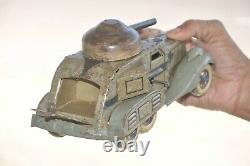 Vintage Wind Up Fire Sparkle T. N Trademark Litho Tank/Car Tin Toy, Japan