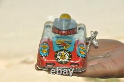 Vintage Wind Up Porsche No. 17 Champion Litho Sports Car Tin Toy