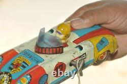 Vintage Wind Up Porsche No. 17 Champion Litho Sports Car Tin Toy