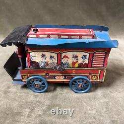 Vintage Wind Up Trolly Car Pressed Tin 6 ½ Long