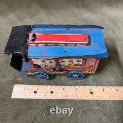 Vintage Wind Up Trolly Car Pressed Tin 6 ½ Long