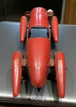 Vintage Wyandotte Toys STREAMLINED RACER CAR withLIGHTs-pressed steel-EX! -1930s