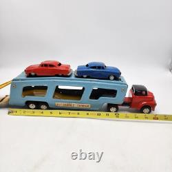 Vintage Y4935 Tin Toy Car Carrier With 2 Cars Made In Japan Read Description Vintage Y4935 Tin Toy Car Carrier With 2 Cars Made In Japan Read Description