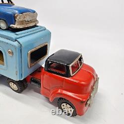 Vintage Y4935 Tin Toy Car Carrier With 2 Cars Made In Japan Read Description