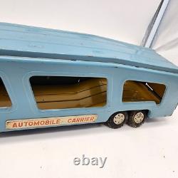 Vintage Y4935 Tin Toy Car Carrier With 2 Cars Made In Japan Read Description