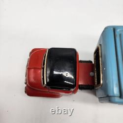 Vintage Y4935 Tin Toy Car Carrier With 2 Cars Made In Japan Read Description