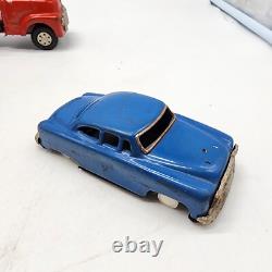 Vintage Y4935 Tin Toy Car Carrier With 2 Cars Made In Japan Read Description