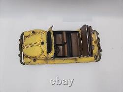 Vintage Yellow Volkswagen Beetle Tin Toy Vw Convertible Car Automobile