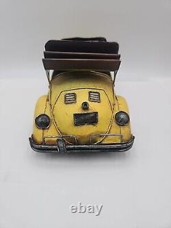 Vintage Yellow Volkswagen Beetle Tin Toy Vw Convertible Car Automobile