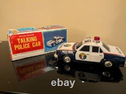 Vintage Yonezawa Talking Police Car Toy Friction Powered Metal Working Japanese