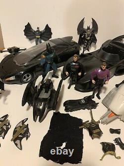 Vintage action figure mix lot 80s 90s Batman Animated toys Bat Mobile Car Kenner