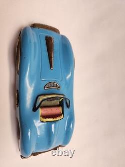 Vintage and Rare 1960's Asahi Tin Mercedes Blue and White Color Toy Car Working