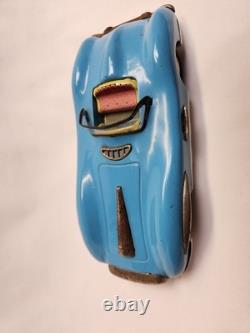 Vintage and Rare 1960's Asahi Tin Mercedes Blue and White Color Toy Car Working