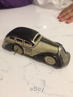 Vintage antique 1930s MARX Tricky Taxi tin toy car DECO wind up has KEY WORKING