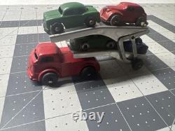 Vintage barclay Toy Car Hauler Very Rare All Original Paint pressed steel toys
