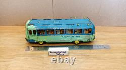 Vintage bus car litho tin toys. Vacation bus Japan tin friction. SAN Japan 60's