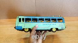 Vintage bus car litho tin toys. Vacation bus Japan tin friction. SAN Japan 60's