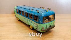 Vintage bus car litho tin toys. Vacation bus Japan tin friction. SAN Japan 60's