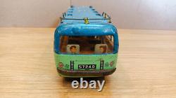 Vintage bus car litho tin toys. Vacation bus Japan tin friction. SAN Japan 60's