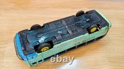 Vintage bus car litho tin toys. Vacation bus Japan tin friction. SAN Japan 60's