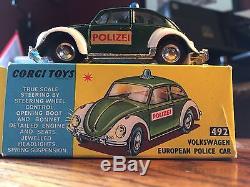 Vintage cars Corgi Toys/Volkswagon European Police Car #492 Saloon 1200