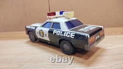 Vintage retro car litho tin toy Japan. PD Highway patrol Police Japan Battery