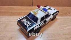 Vintage retro car litho tin toy Japan. PD Highway patrol Police Japan Battery