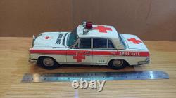 Vintage retro car litho tin toys. Ambulance Mercedes Benz car tin friction Japan