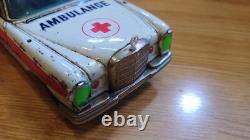 Vintage retro car litho tin toys. Ambulance Mercedes Benz car tin friction Japan