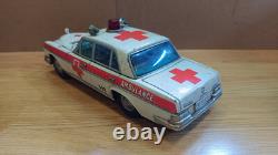 Vintage retro car litho tin toys. Ambulance Mercedes Benz car tin friction Japan