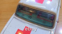 Vintage retro car litho tin toys. Ambulance Mercedes Benz car tin friction Japan