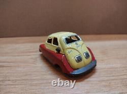 Vintage retro car litho tin toys Japan. BMW Isetta mini car tin friction Japan