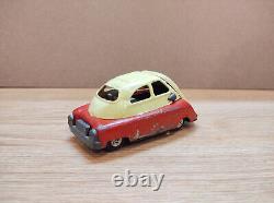 Vintage retro car litho tin toys Japan. BMW Isetta mini car tin friction Japan