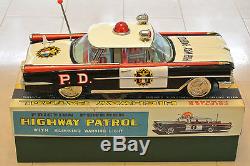 Vintage tin Toy 1959 Oldsmobile Highway Patrol Police car ICHIKO JAPAN with BOX