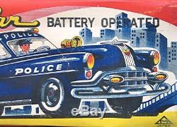 Vintage tin friction Police Car with Box - Japan Mitsuhashi & co. Nice